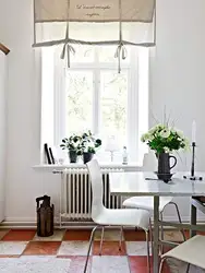 Curtains In The Interior Of The Kitchen In Scandinavian Style Photo