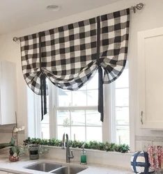 Curtains In The Interior Of The Kitchen In Scandinavian Style Photo
