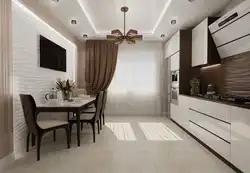 Kitchen in white and brown tones photo