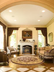 Living room design photo in a house with a fireplace in a classic