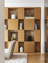 Modern shelving in the living room interior