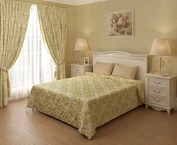 Bedroom interior design curtains and bedspread