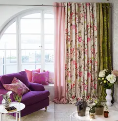 Curtains With Flowers In The Bedroom Interior Photo