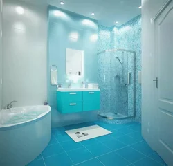 Бирюзовый интерьер ванной