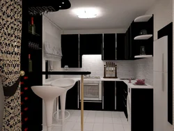 Small black and white kitchen design photo