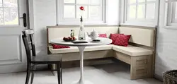 Corner sofa in the kitchen with a sleeping place in the interior