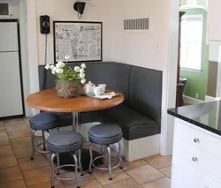 Corner sofa in the kitchen with a sleeping place in the interior