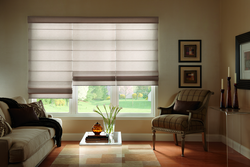 Roman blinds in a modern living room interior photo