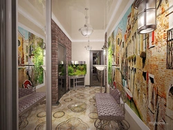 Hallway In A Modern Style In A Narrow Corridor Design Wallpaper