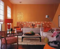 Orange color in the living room interior color combination