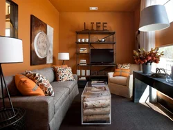 Orange color in the living room interior color combination