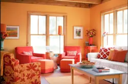 Оранжевый цвет в интерьере гостиной сочетание цветов