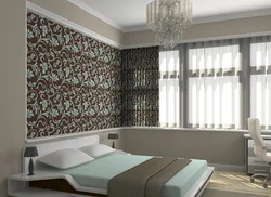 Дизайн спальни с комбинированными обоями в современном стиле