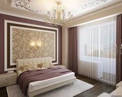 Bedroom design with combined wallpaper in a modern style