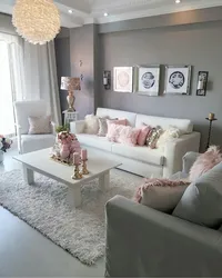 Combination of pink color in the living room interior