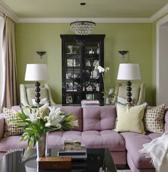 Combination of pink color in the living room interior