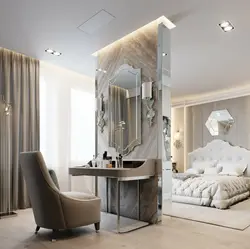 Mirror in the bedroom interior in a modern style