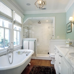 Photo of a modern bathtub with a window