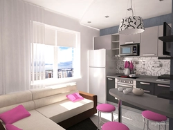 Kitchen 13 Square Meters With Sofa And TV Design