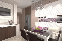 Kitchen 13 square meters with sofa and TV design