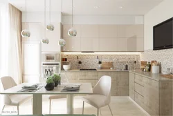 Kitchen interior in beige tones