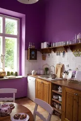 Сочетание сиреневого цвета с другими цветами в интерьере кухни