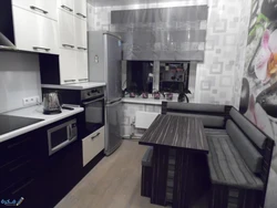 Kitchen interior in apartment 9m real photos