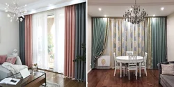 Modern design of curtains for the living room with two windows