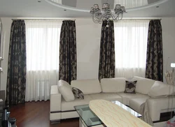 Modern design of curtains for the living room with two windows