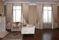 Modern Design Of Curtains For The Living Room With Two Windows