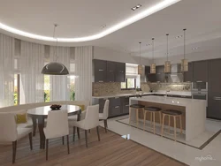 Kitchen design combined with living room house photo