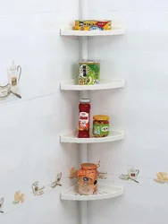 Plastic shelves in the bathroom photo