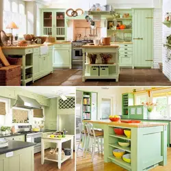 What colors goes with pistachio in the kitchen interior