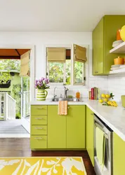 What colors goes with pistachio in the kitchen interior