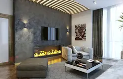 Wall design in the living room decorative plaster