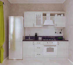 Photo Of A Linear Kitchen With A Refrigerator