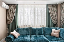 Double curtains in the living room photo