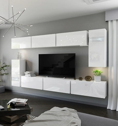 Modular white walls for the living room photo
