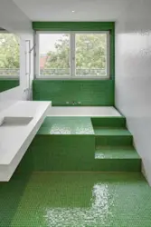 Bath tiles green and white photo