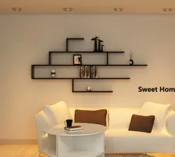 Wall shelves in the living room interior
