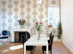 Kitchen living room wallpaper on the walls photo