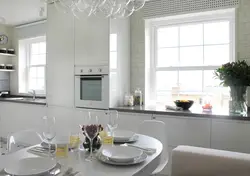 Kitchen design in a house with two windows on one wall
