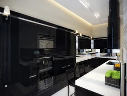 Dark countertop in the kitchen interior