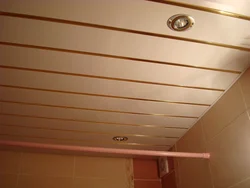 All photos of the slatted ceiling for the bathroom