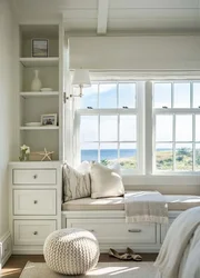 Bedroom design with wardrobe around window