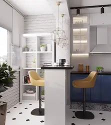 Interior design of a modern kitchen with a balcony