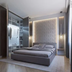 Bedroom Design With Dressing Room Behind The Bed