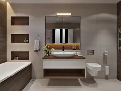 Ümumi tualeti olan müasir vanna otağının dizaynı