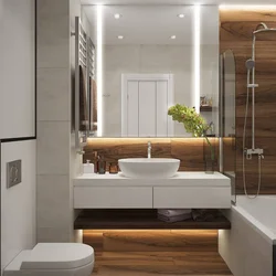 Design of a modern bathroom with a shared toilet