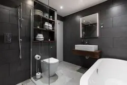 Design of a modern bathroom with a shared toilet